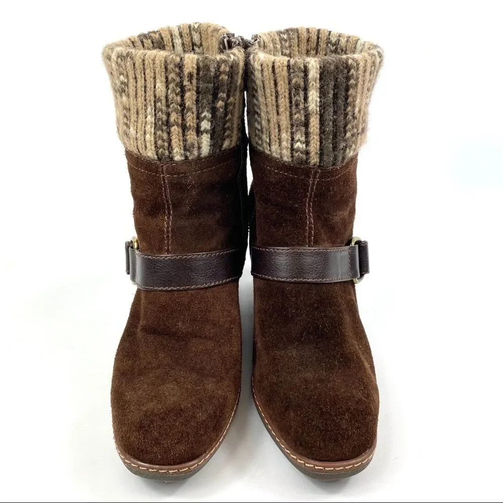 Naturalizer Kenning wedge bootie suede & knit 7.5